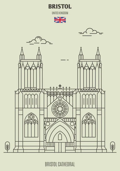 Cathédrale Bristol Bristol Royaume Uni Icône Point Repère Dans Style — Image vectorielle