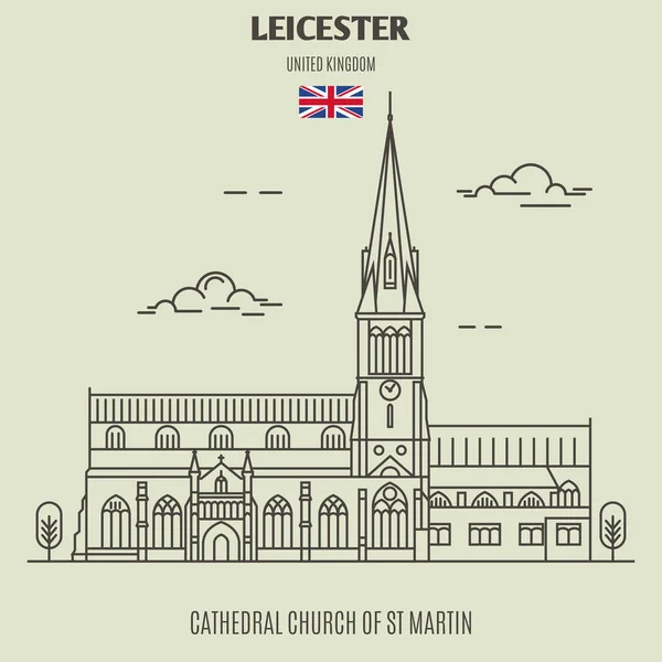 Katedral Kilise Martin Leicester Ngiltere Lineer Tarzda Işareti Simgesi — Stok Vektör