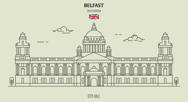 Stadhuis Van Belfast Groot Brittannië Landmark Pictogram Lineaire Stijl — Stockvector