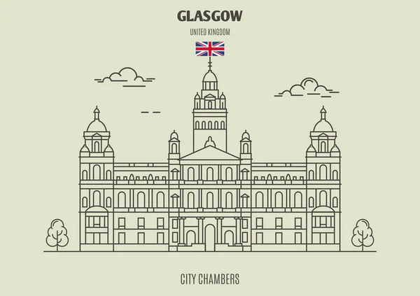 City Chambersl Glasgow Regno Unito Icona Riferimento Stile Lineare — Vettoriale Stock