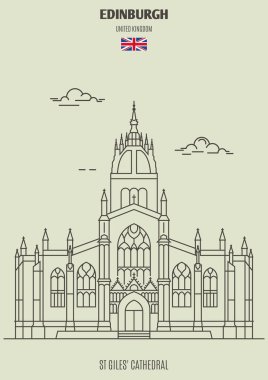 Edinburgh, İngiltere'de St Giles ın Katedrali. Lineer tarzda işareti simgesi