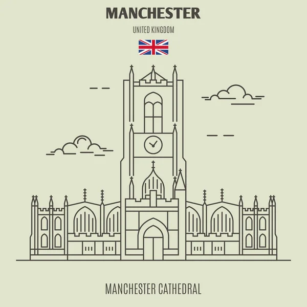 Kathedraal Van Manchester Manchester Verenigd Koninkrijk Landmark Pictogram Lineaire Stijl — Stockvector