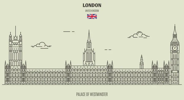 Palacio Westminster Londres Reino Unido Icono Hito Estilo Lineal — Archivo Imágenes Vectoriales