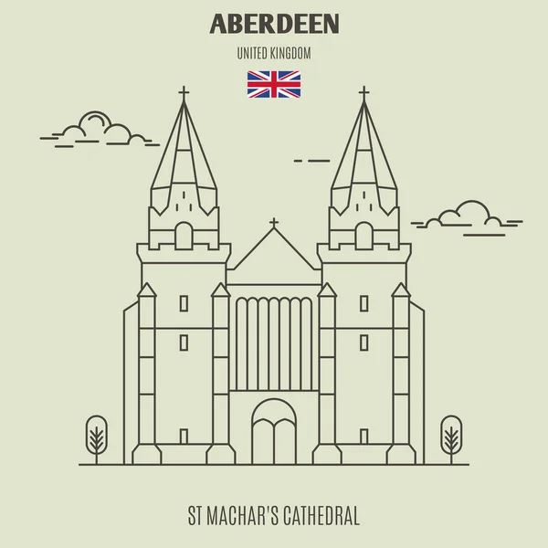 Machar Cathedral Aberdeen Verenigd Koninkrijk Landmark Pictogram Lineaire Stijl — Stockvector