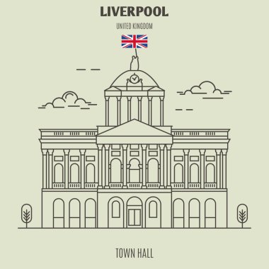 Liverpool, İngiltere'de belediye binası. Lineer tarzda işareti simgesi