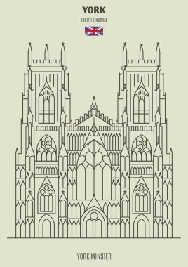 York Minster in York, UK. Landmark icon in linear style clipart