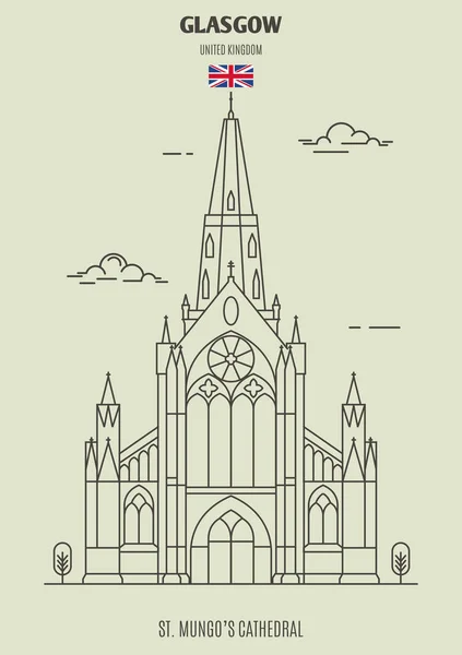 Cathédrale Mungos Glasgow Royaume Uni Icône Point Repère Dans Style — Image vectorielle