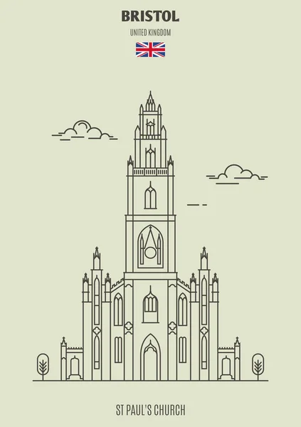 Église Paul Bristol Royaume Uni Icône Point Repère Dans Style — Image vectorielle