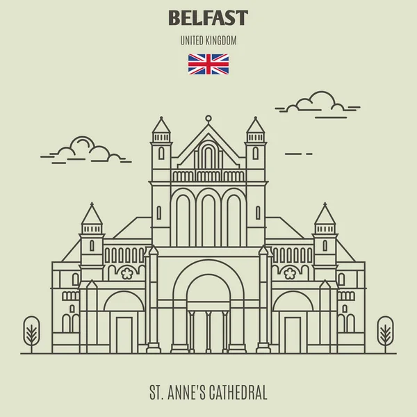 Catedral Santa Ana Belfast Reino Unido Ícone Referência Estilo Linear — Vetor de Stock