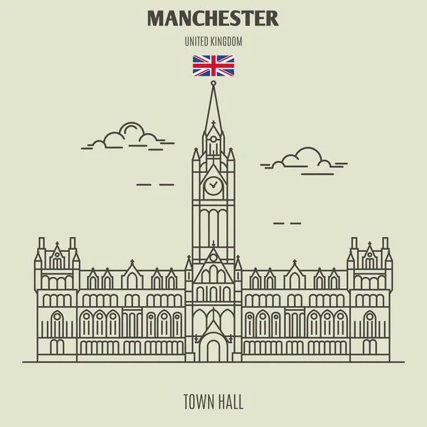 Town Hall Manchester Landmark Icon Linear Style — Stock Vector