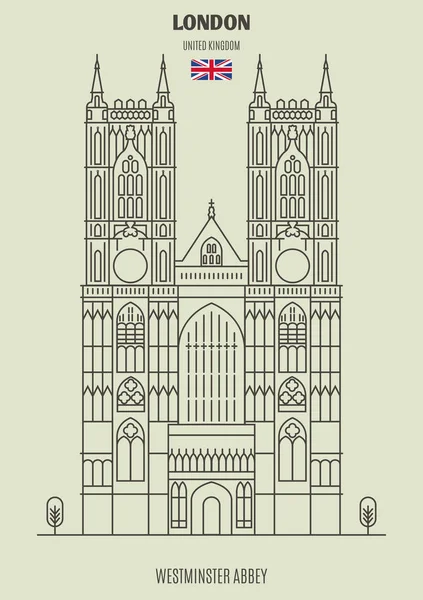 Abadía Westminster Londres Reino Unido Icono Hito Estilo Lineal — Archivo Imágenes Vectoriales