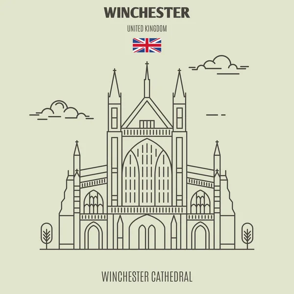 Winchester Cathedral Regno Unito Icona Riferimento Stile Lineare — Vettoriale Stock