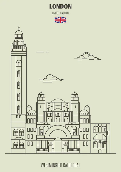 ロンドンのウェストミン スター大聖堂 直線的なスタイルのランドマーク アイコン — ストックベクタ
