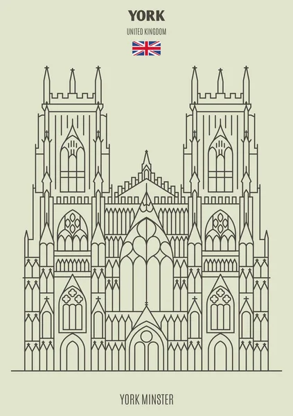 York Minster York Royaume Uni Icône Point Repère Dans Style — Image vectorielle