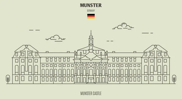 Slott Munster Tyskland Landmärke Ikonen Linjär Stil — Stock vektor