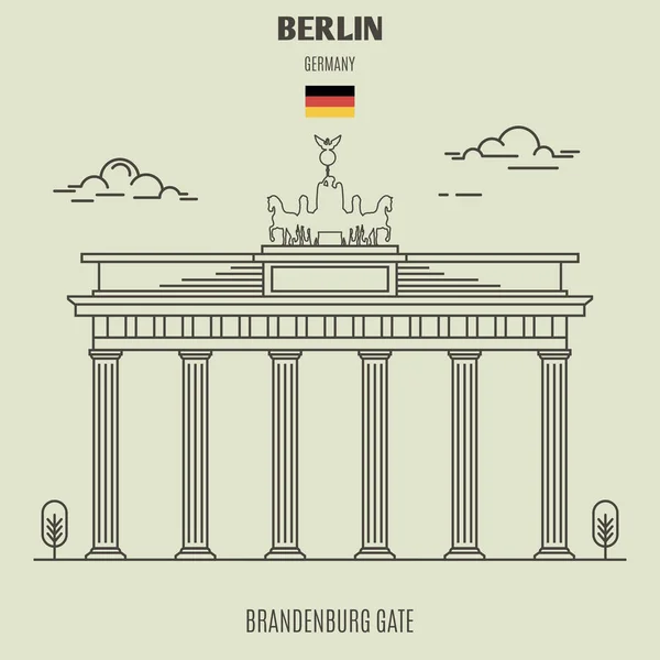 Brandenburg Kapısı Berlin Almanya Lineer Tarzda Işareti Simgesi — Stok Vektör