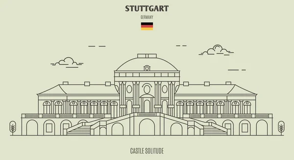 Castle Ensamhet Stuttgart Tyskland Landmärke Ikonen Linjär Stil — Stock vektor