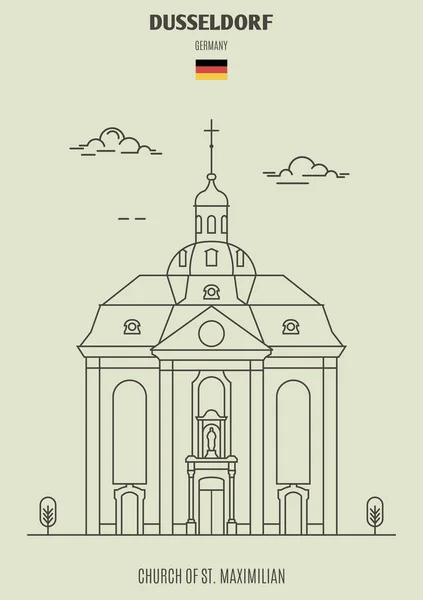 Iglesia San Maximiliano Düsseldorf Alemania Icono Hito Estilo Lineal — Archivo Imágenes Vectoriales