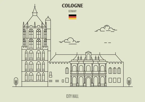 City Hall Ban Köln Németország Landmark Ikon Lineáris Stílusban — Stock Vector