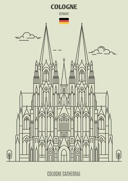 ケルン ドイツのケルン大聖堂 直線的なスタイルのランドマーク アイコン — ストックベクタ