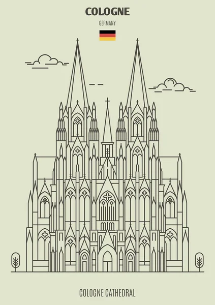 Kölner Dom Köln Deutschland Wahrzeichen Linearen Stil — Stockvektor