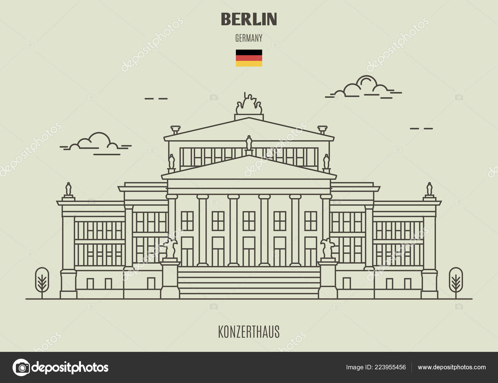 Konzerthaus Berlin Germany Landmark Icon Linear Style Stock