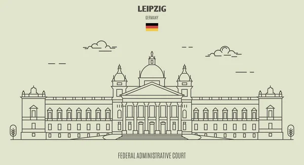 Szövetségi Közigazgatási Bíróság Lipcse Németország Landmark Ikon Lineáris Stílusban — Stock Vector