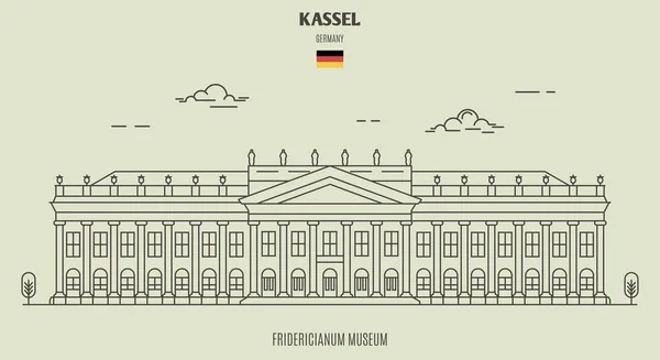 Музей Фридерицианум Касселе Германия Ориентир Линейном Стиле — стоковый вектор