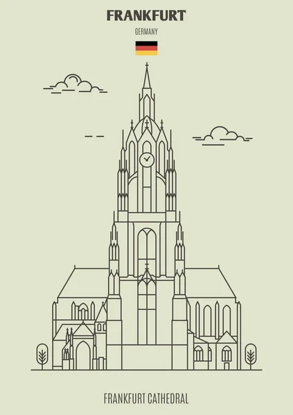 Frankfurter Dom Frankfurt Deutschland Wahrzeichen Linearen Stil — Stockvektor