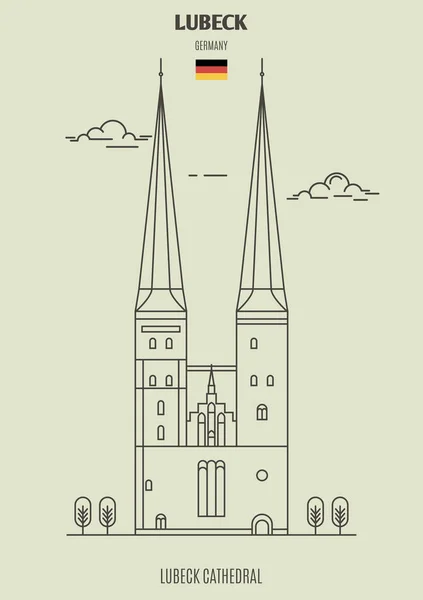 Katedra Lubeka Lubeka Niemcy Gród Ikona Stylu Liniowe — Wektor stockowy