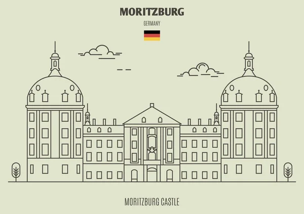Moritzburg Kastély Moritzburg Németország Mérföldkő Ikon Lineáris Stílusban — Stock Vector