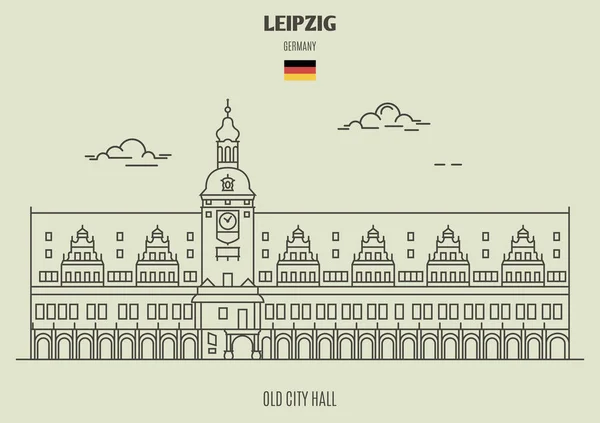 Régi Városháza Lipcse Németország Landmark Ikon Lineáris Stílusban — Stock Vector