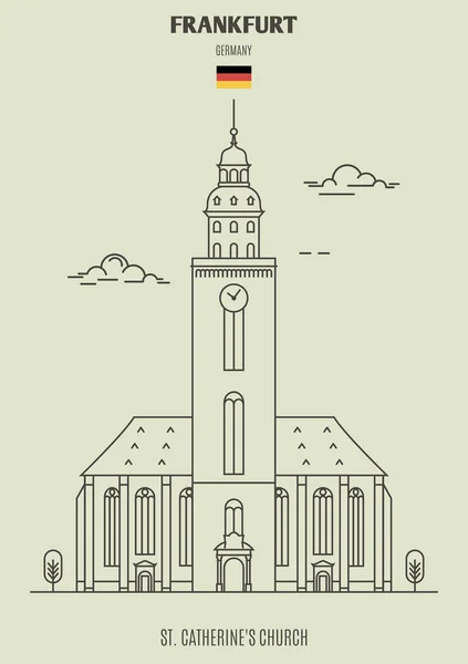 フランクフルト ドイツの聖キャサリン教会 直線的なスタイルのランドマーク アイコン — ストックベクタ