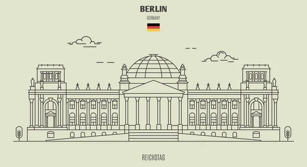 Reichstag Berlin Almanya Lineer Tarzda Işareti Simgesi — Stok Vektör