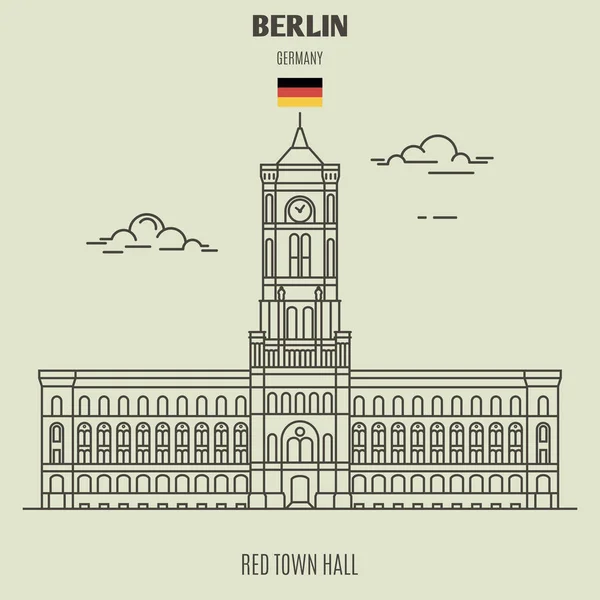 Red Town Hall Berlin Germany Landmark Icon Linear Style — Stock Vector