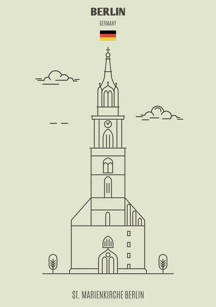 Αγίου Marienkirche Βερολίνο Γερμανία Ορόσημο Εικονίδιο Στο Γραμμικό Στυλ — Διανυσματικό Αρχείο