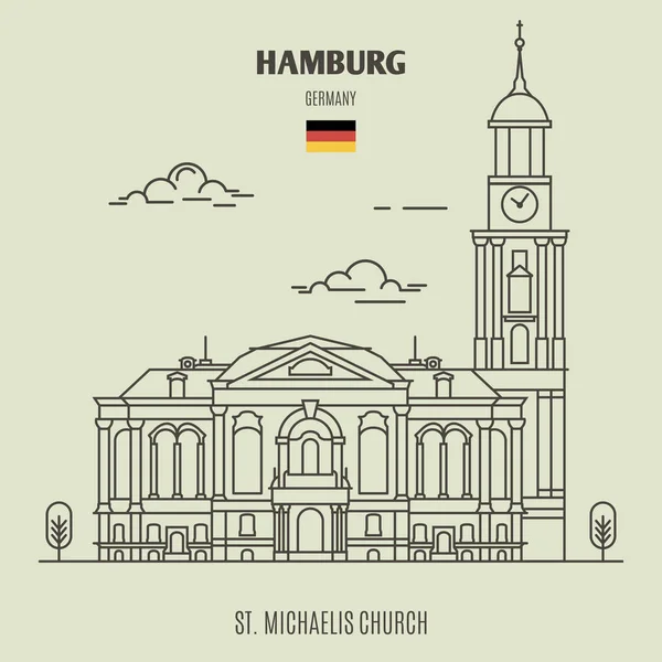 Iglesia San Miguel Hamburgo Alemania Icono Hito Estilo Lineal — Archivo Imágenes Vectoriales