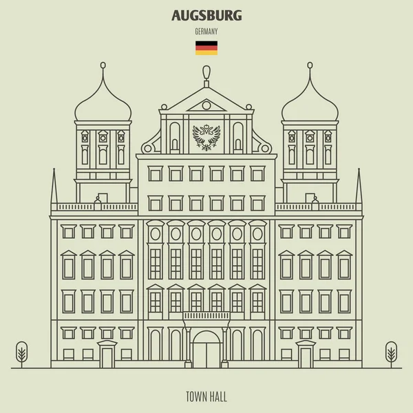 Δημαρχείο Του Augsburg Γερμανία Ορόσημο Εικονίδιο Στο Γραμμικό Στυλ — Διανυσματικό Αρχείο