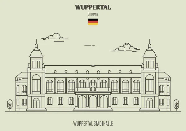 Stadthalle Wuppertal Wuppertal Allemagne Icône Point Repère Dans Style Linéaire — Image vectorielle