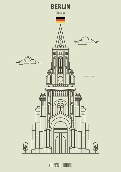 Chiesa Zion Berlino Germania Icona Riferimento Stile Lineare — Vettoriale Stock