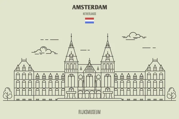 Rijksmuseum Amsterdã Holanda Ícone Referência Estilo Linear — Vetor de Stock