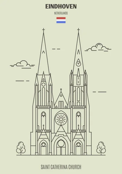 Église Sainte Catherine Eindhoven Pays Bas Icône Point Repère Dans — Image vectorielle