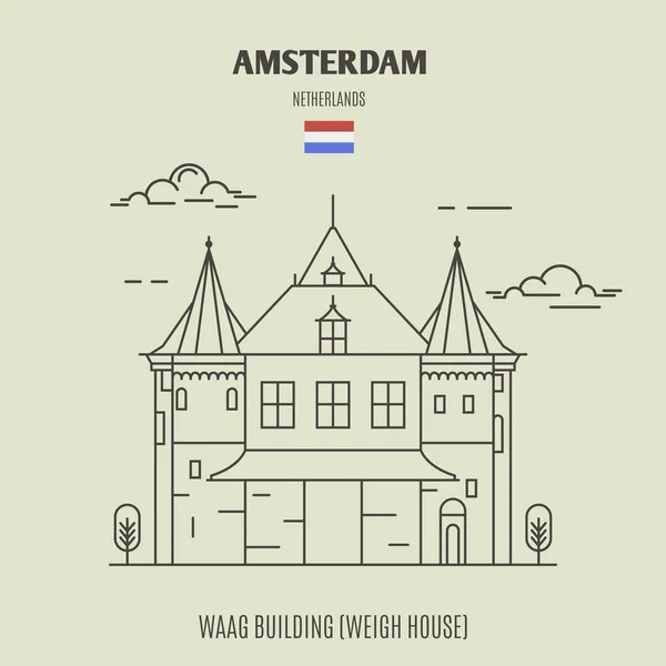 Edifício Waag Weigh House Amesterdão Países Baixos Ícone Referência Estilo — Vetor de Stock