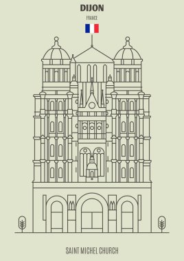 Dijon, Fransa Saint Michel church. Lineer tarzda işareti simgesi