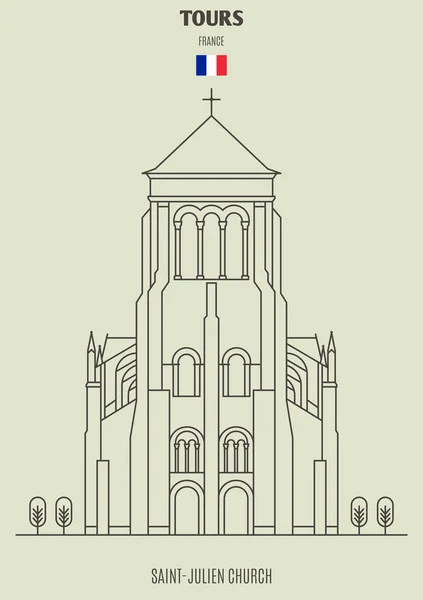 Saint Julien Tours França Ícone Referência Estilo Linear —  Vetores de Stock