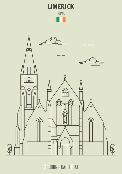 アイルランド リムリックでセント ジョンズ大聖堂 直線的なスタイルのランドマーク アイコン — ストックベクタ
