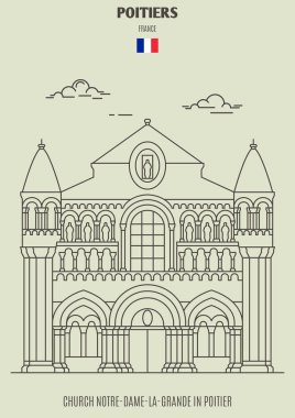 Kilise Notre-Dame-La-Grande Poitier, Fransa. Lineer tarzda işareti simgesi