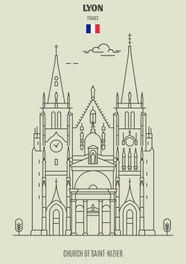 Kilisesi, Saint-Nizier Lyon, Fransa. Lineer tarzda işareti simgesi