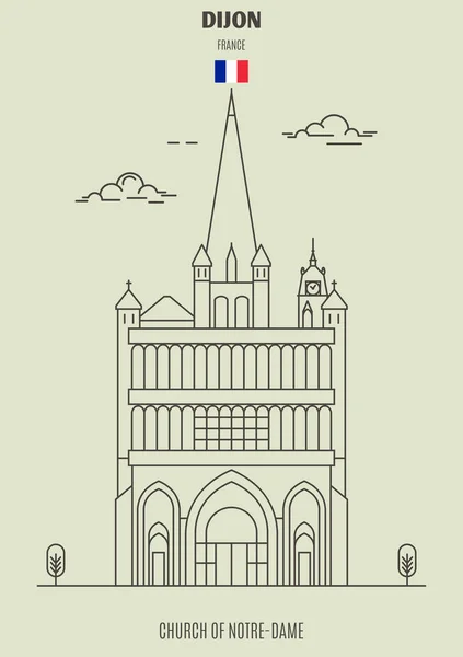 Chiesa Notre Dame Digione Francia Icona Riferimento Stile Lineare — Vettoriale Stock