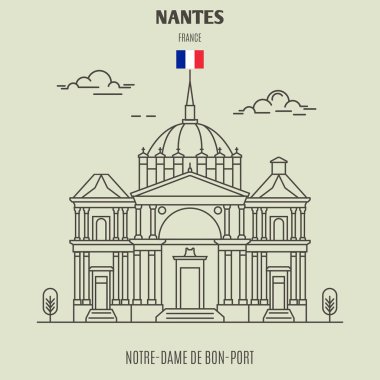 Notre-Dame de Bon-Port Nantes, Fransa. Lineer tarzda işareti simgesi